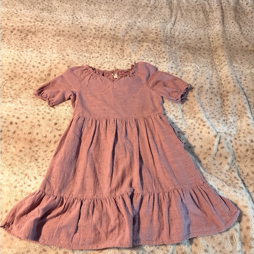 Girls Mauve Ruffle Hem Dress